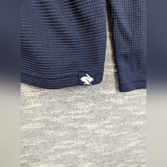 Rabbit Running Men's Large Blue Henley Thermal Long Sleeve Snap Front - Picture 7 of 9